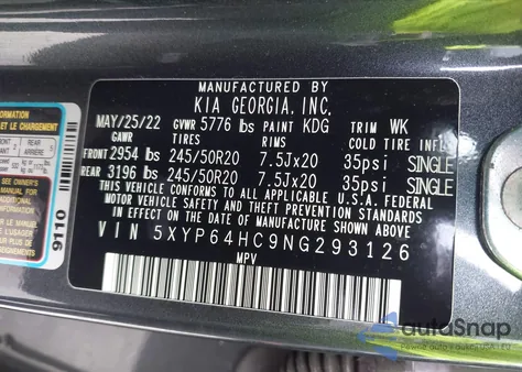 2022 Kia Telluride S z USA, uszkodzony, nr VIN 5XYP64HC9NG293126